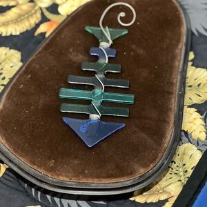 Handcrafted Glass Fish - Blue and Green blown glass ready to hang